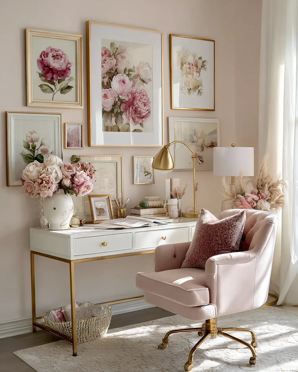 Blush Pink Classic Home Office Decor Ideas