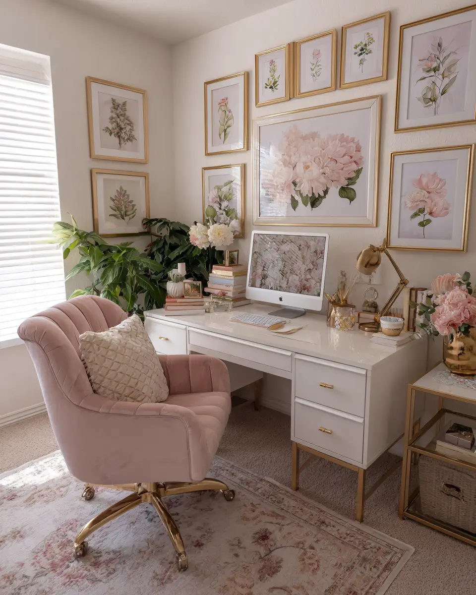 Blush Pink Classic Home Office Decor Ideas