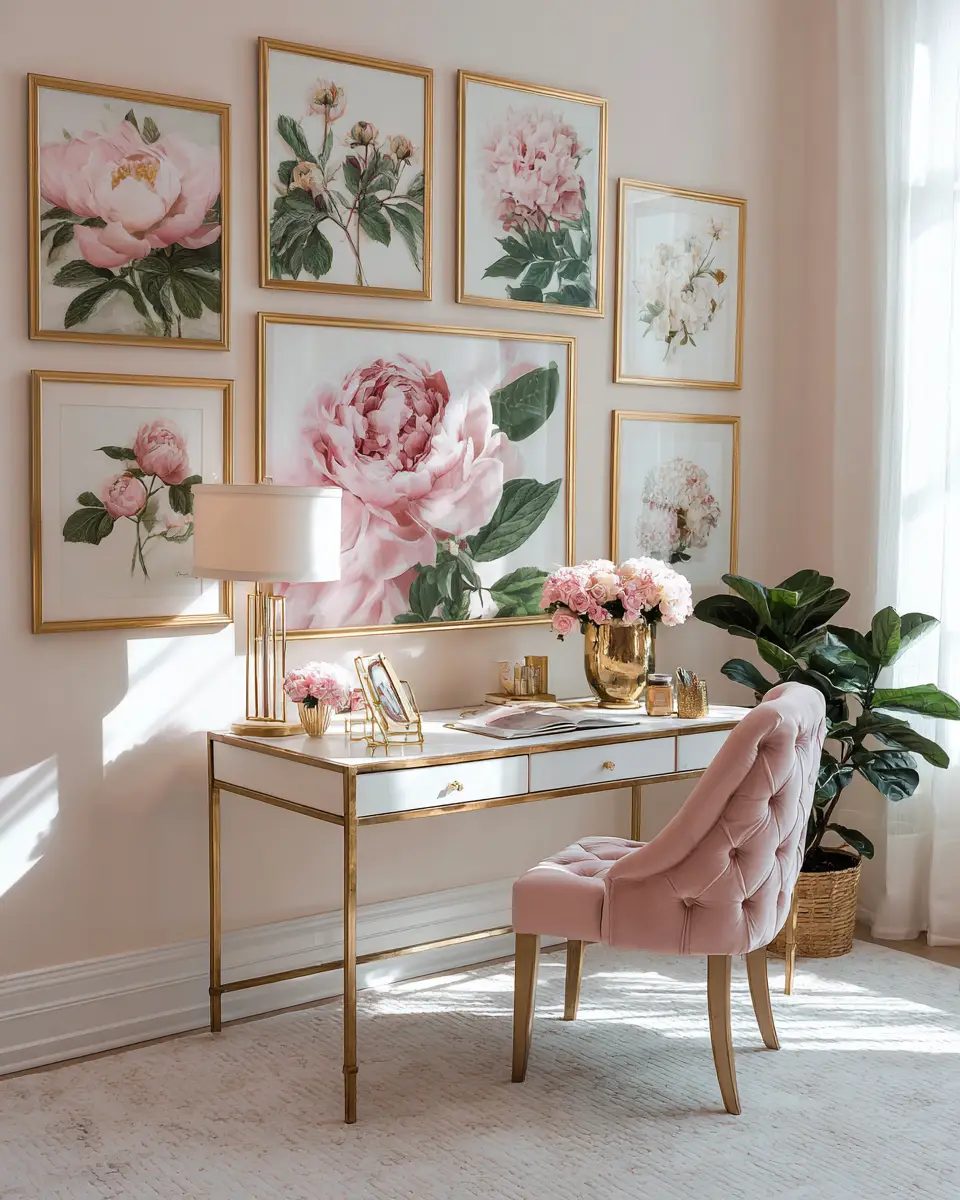 Blush Pink Classic Home Office Decor Ideas