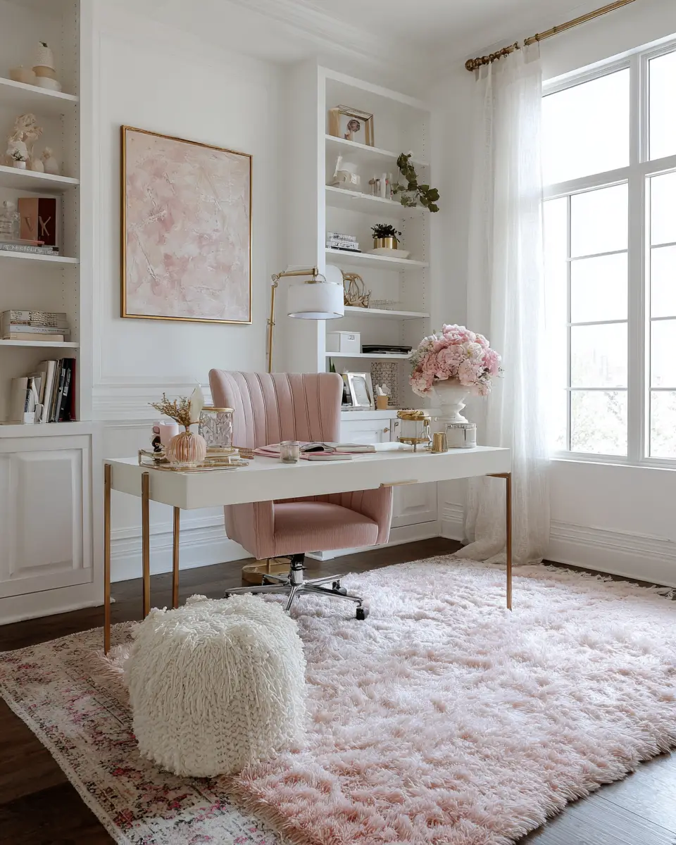 Blush Pink Classic Home Office Decor Ideas