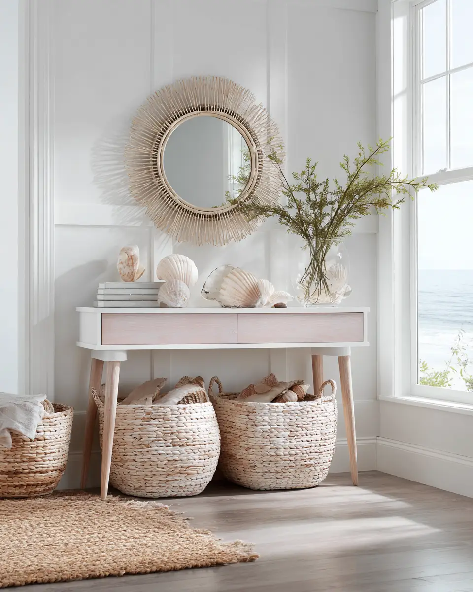 Blush Pink Coastal Entryway Decor Ideas