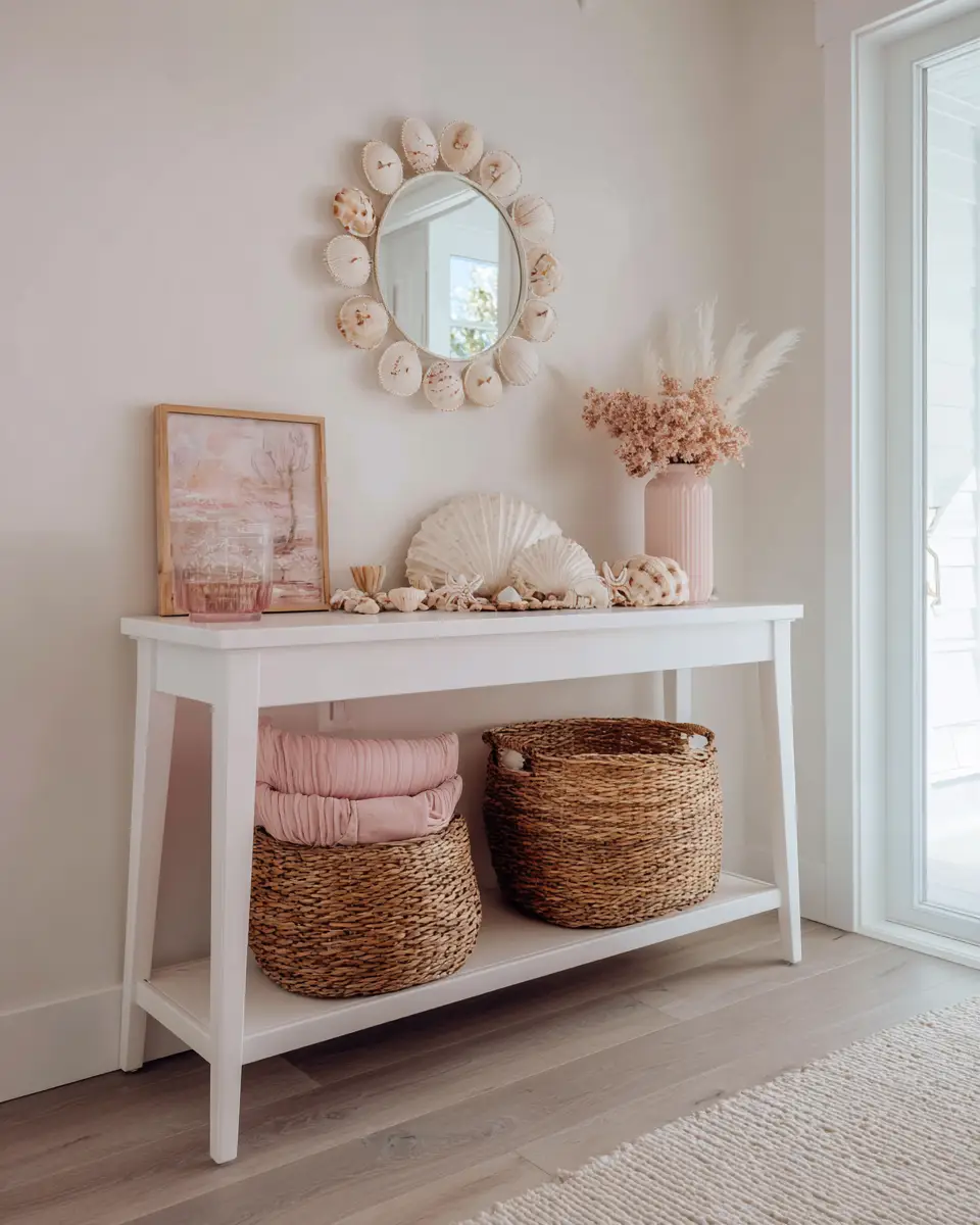 Blush Pink Coastal Entryway Decor Ideas