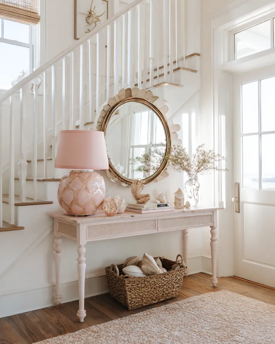 Blush Pink Coastal Entryway Decor Ideas