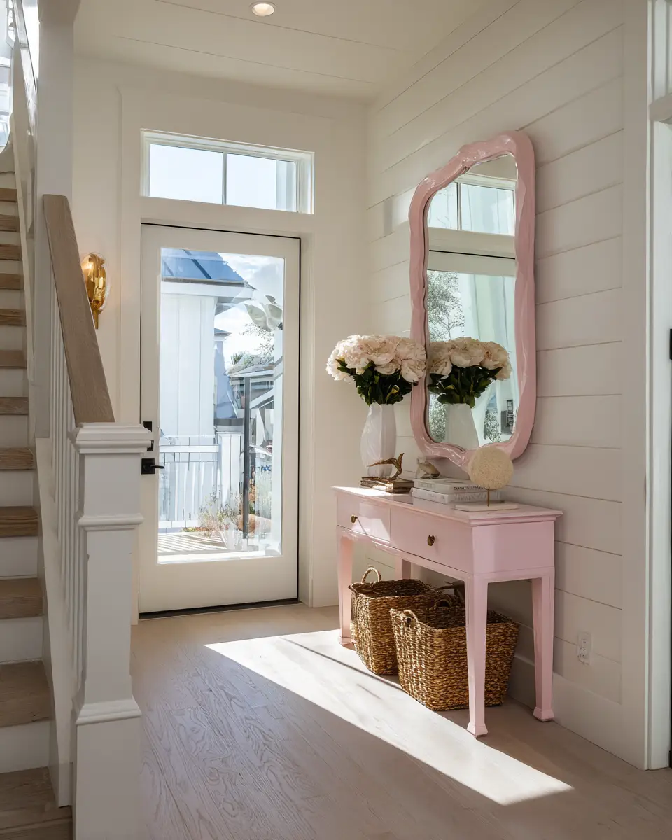 Blush Pink Coastal Entryway Decor Ideas