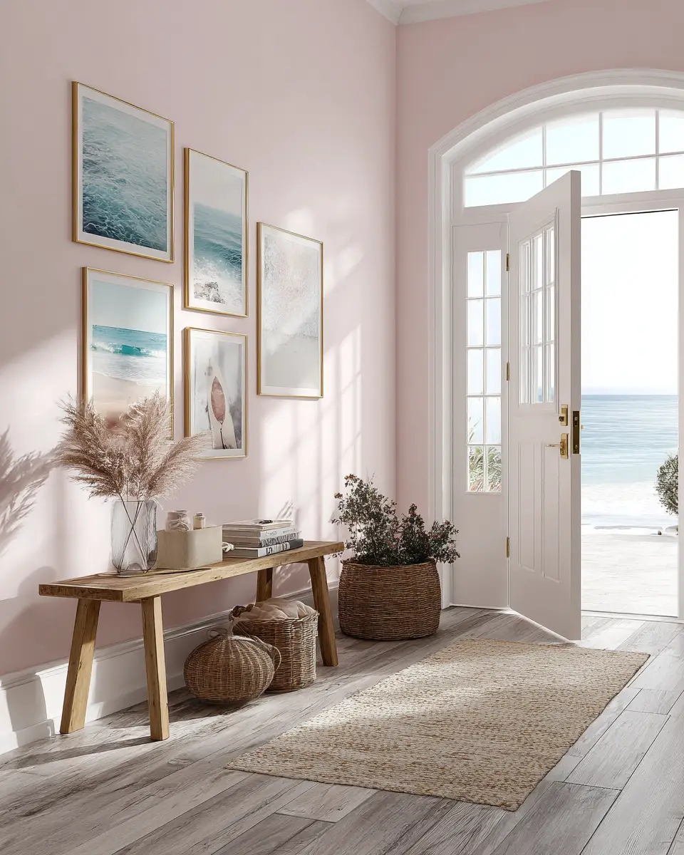 Blush Pink Coastal Entryway Decor Ideas