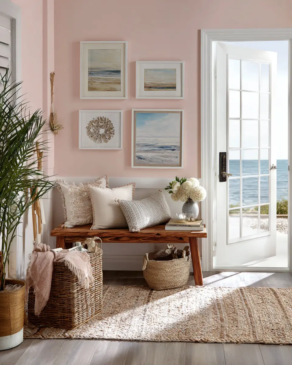 Blush Pink Coastal Entryway Decor Ideas