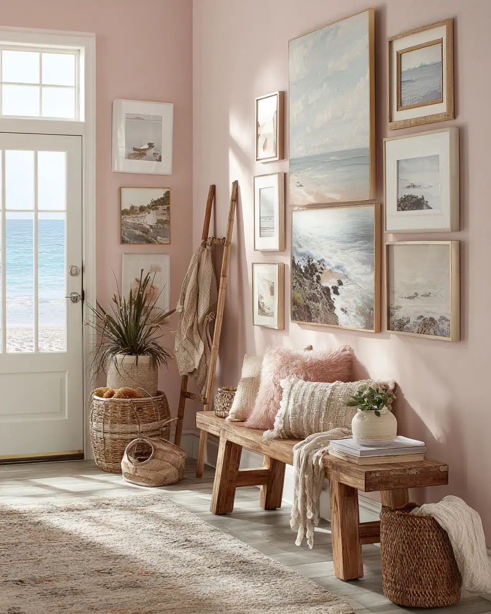 Blush Pink Coastal Entryway Decor Ideas