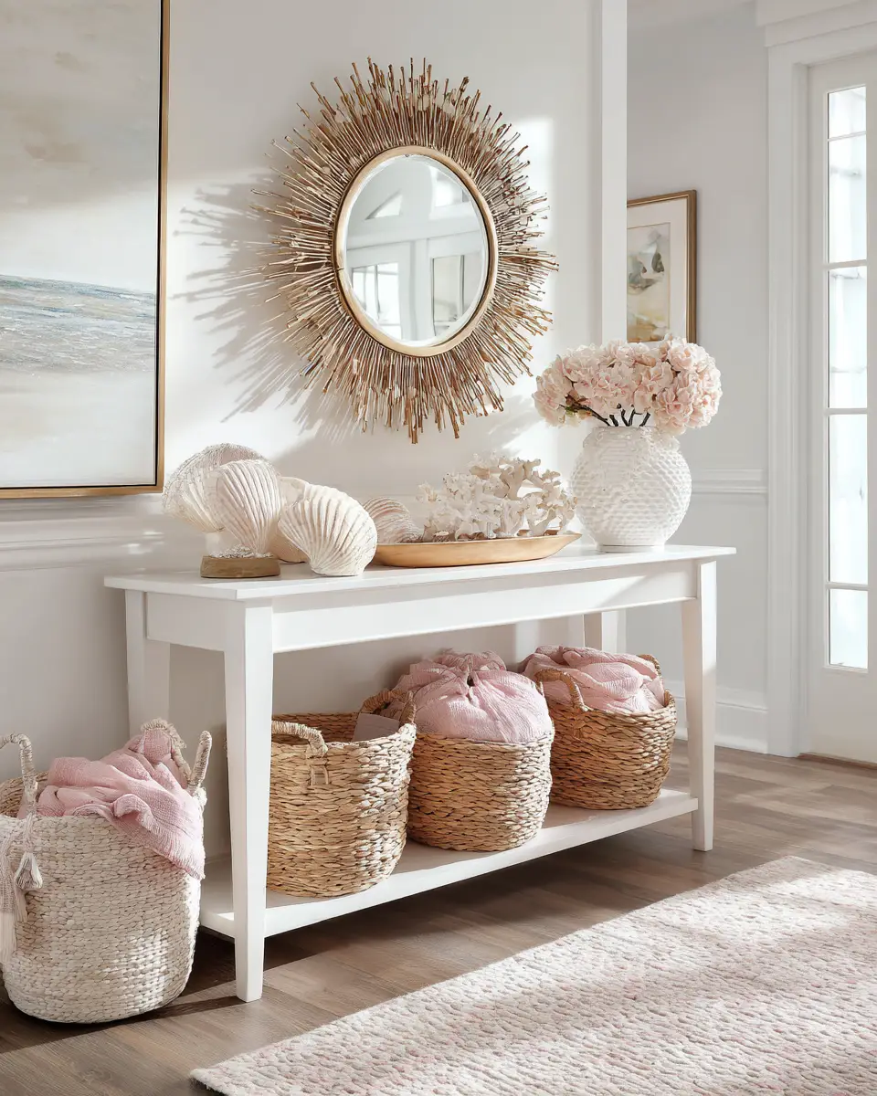 Blush Pink Coastal Entryway Decor Ideas