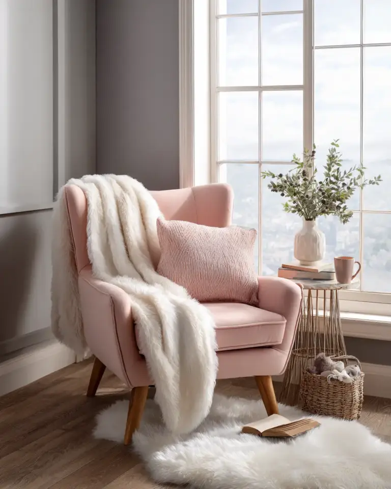 Blush Pink Contemporary Living Room Decor Ideas - Featured