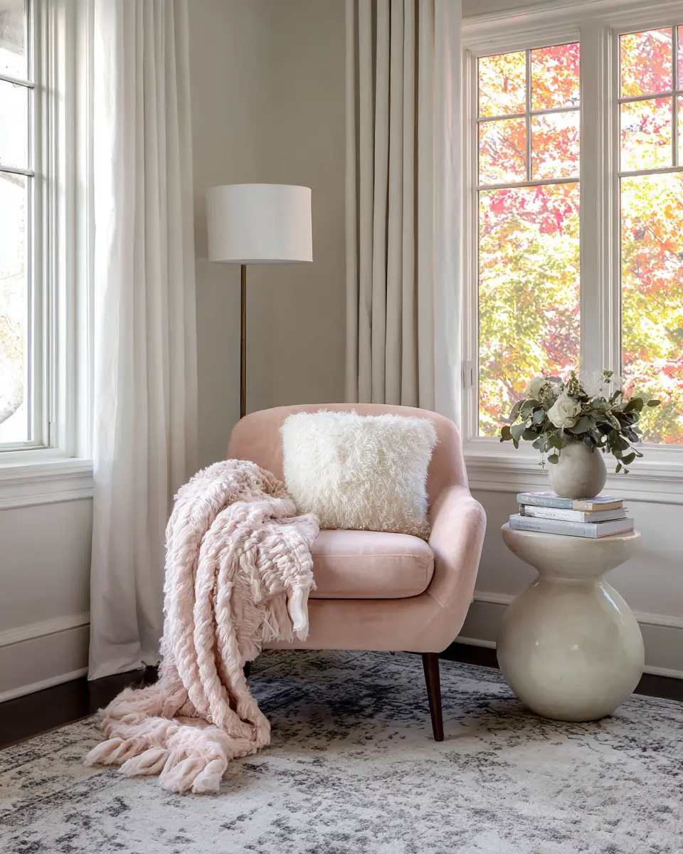 Blush Pink Contemporary Living Room Decor Ideas