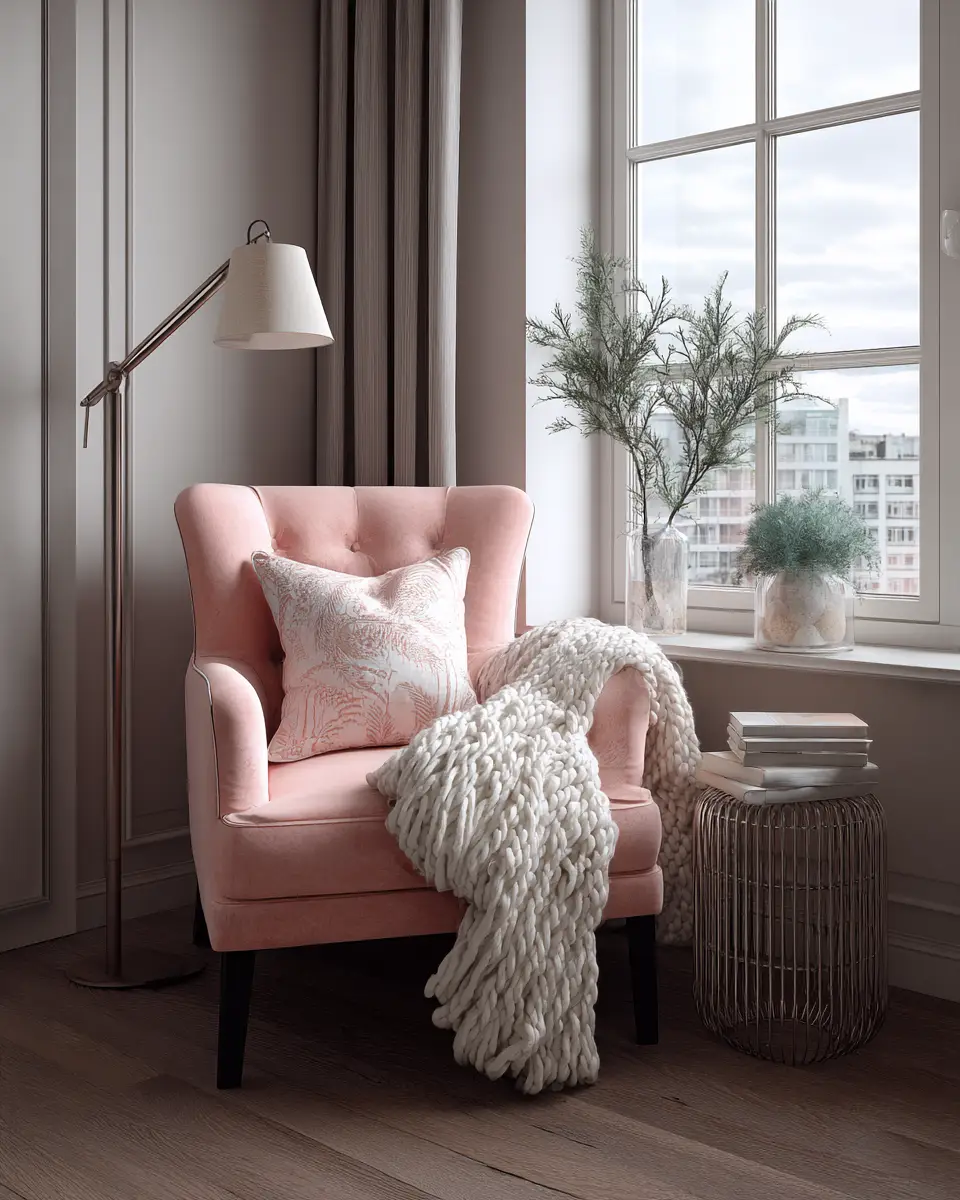 Blush Pink Contemporary Living Room Decor Ideas