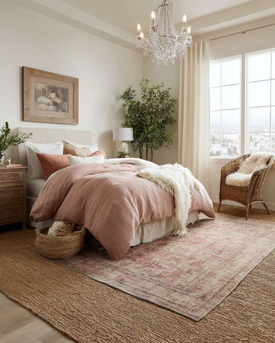 Blush Pink Farmhouse Bedroom Decor Ideas
