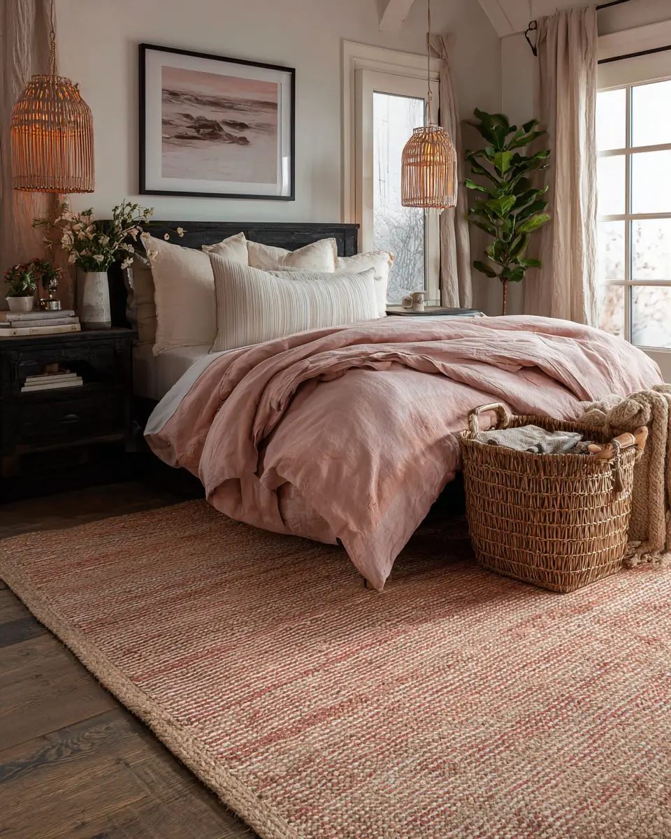 Blush Pink Farmhouse Bedroom Decor Ideas