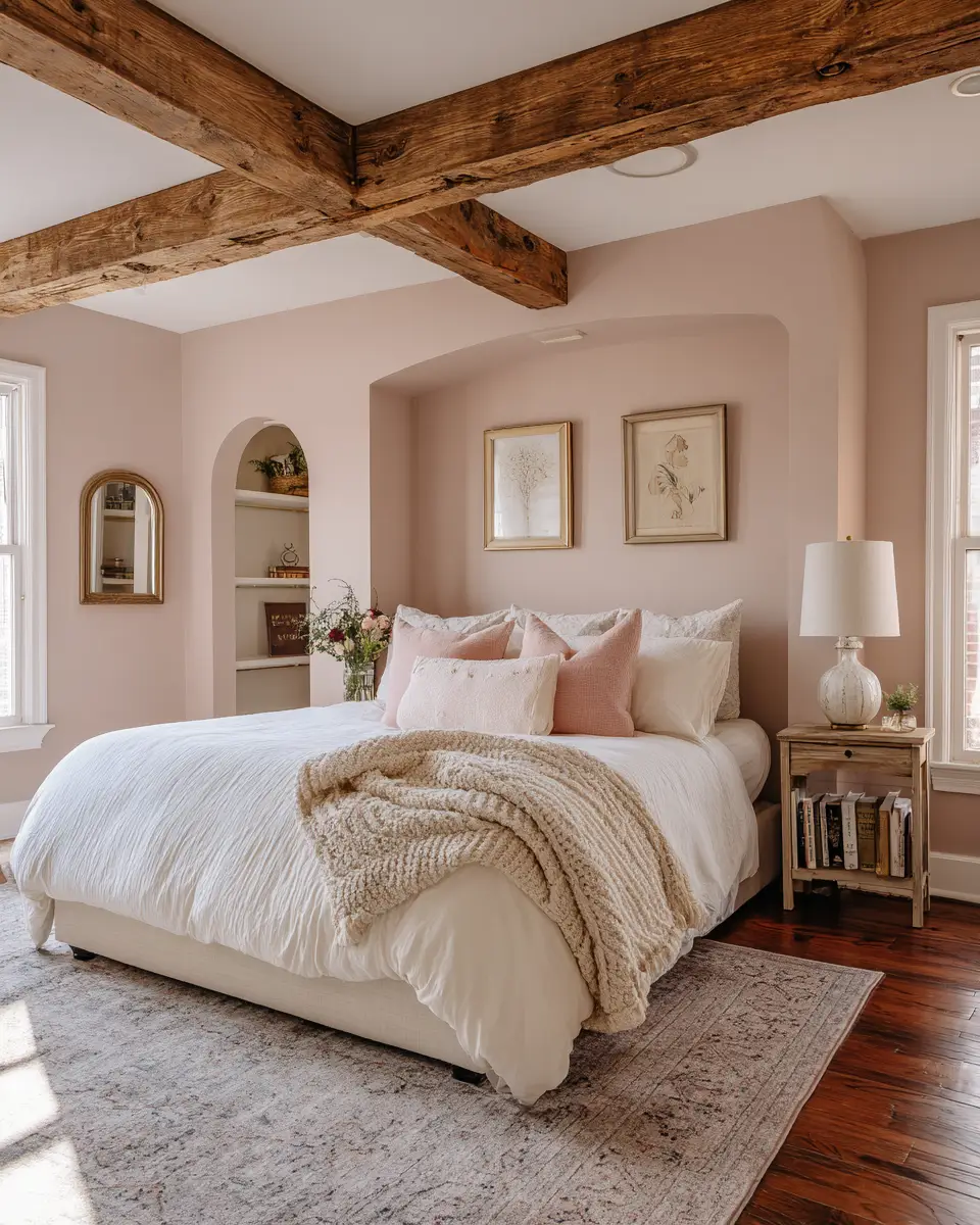 Blush Pink Farmhouse Bedroom Decor Ideas
