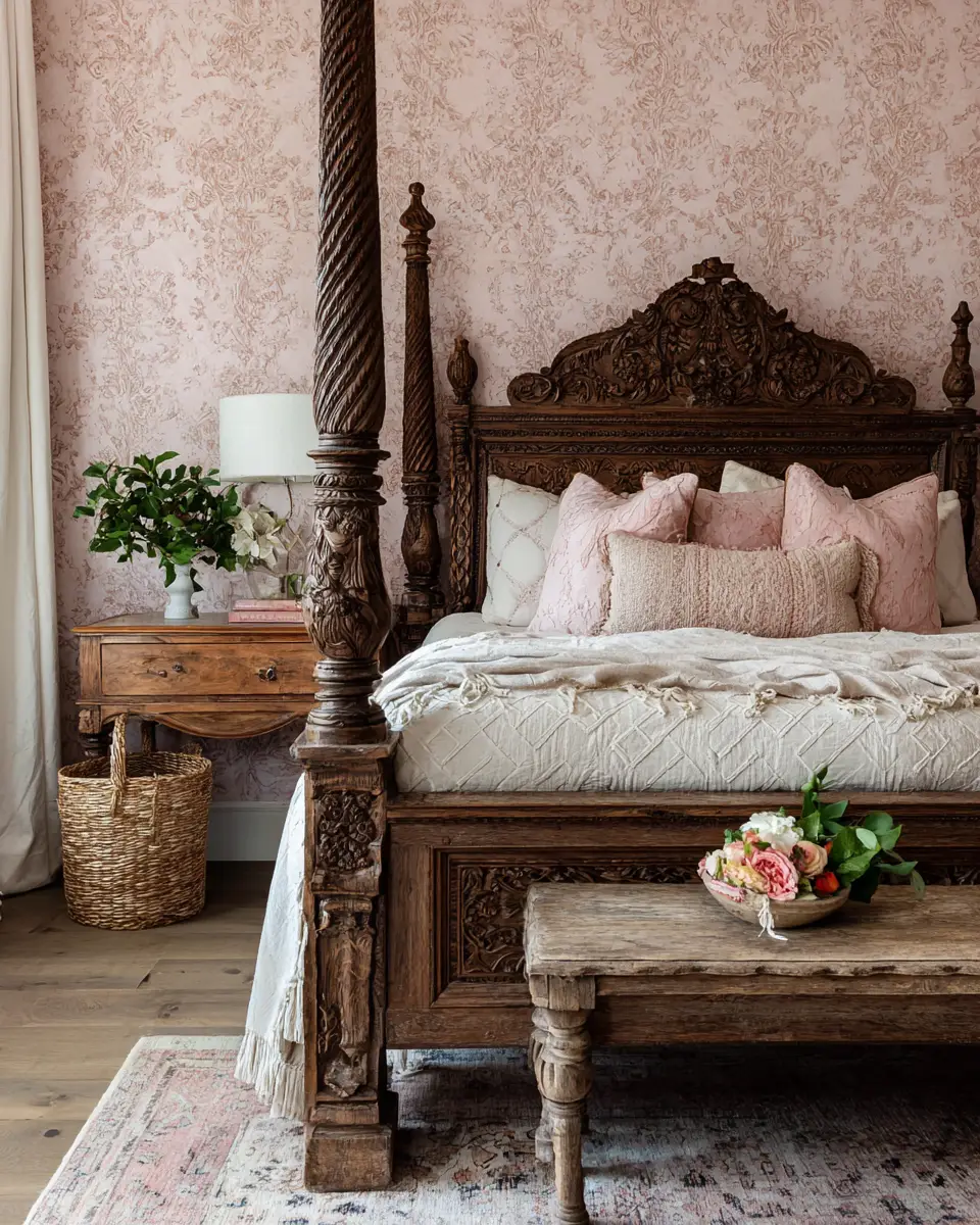 Blush Pink Farmhouse Bedroom Decor Ideas