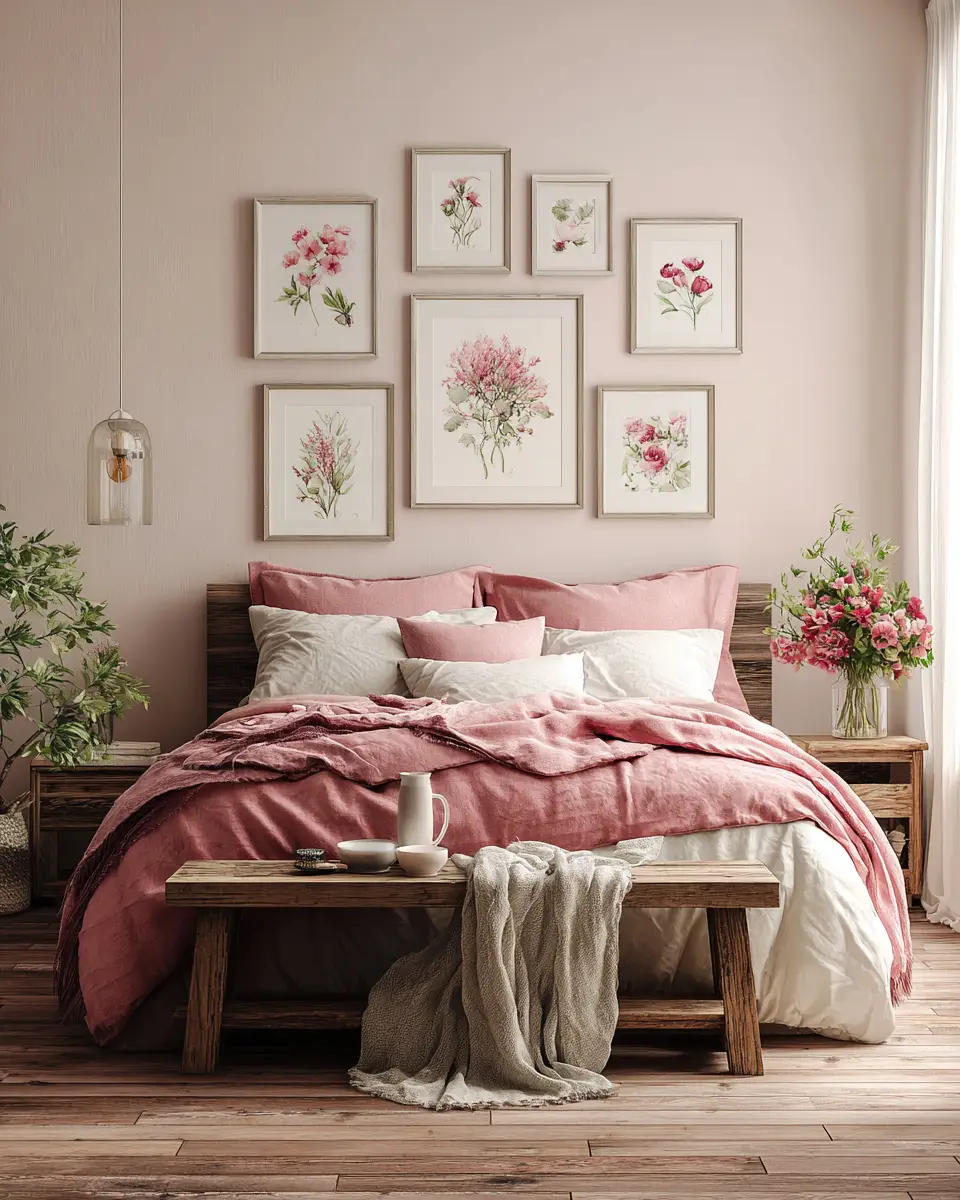 Blush Pink Farmhouse Bedroom Decor Ideas