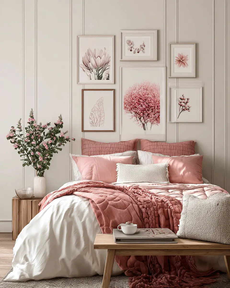 Blush Pink Farmhouse Bedroom Decor Ideas