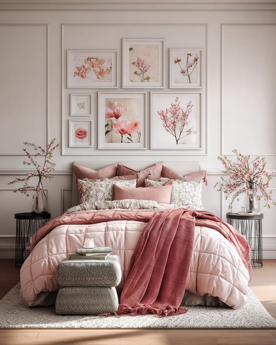 Blush Pink Farmhouse Bedroom Decor Ideas