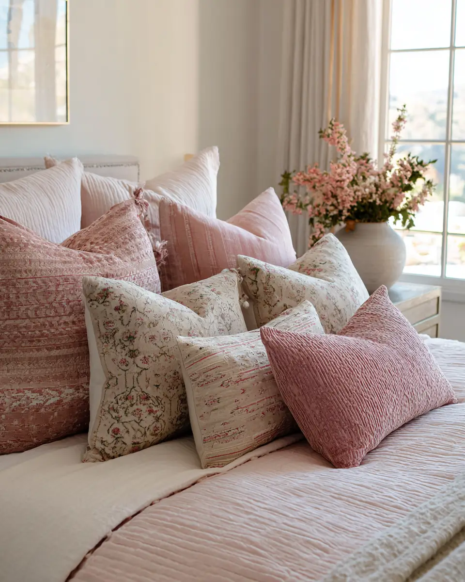 Blush Pink Farmhouse Bedroom Decor Ideas