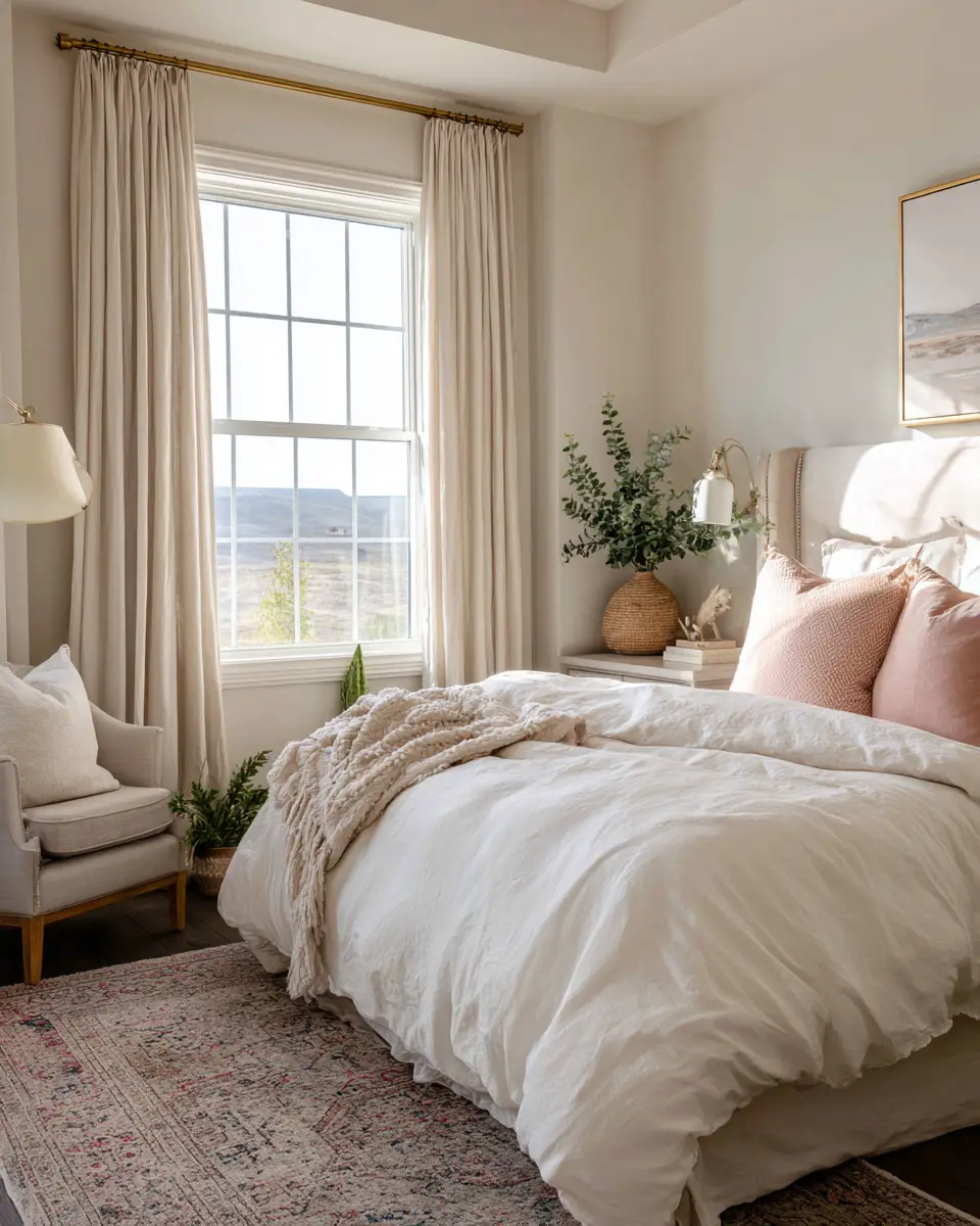 Blush Pink Farmhouse Bedroom Decor Ideas
