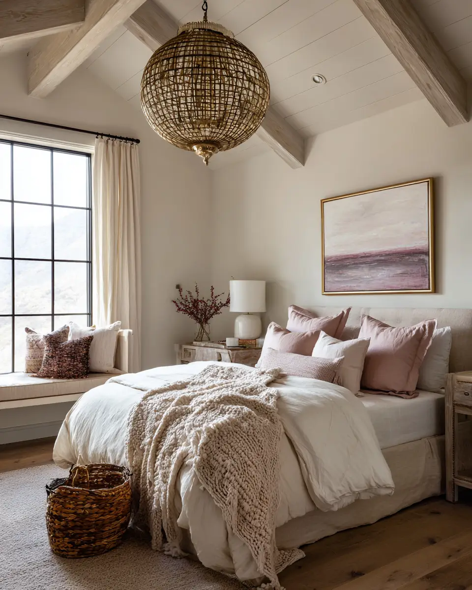 Blush Pink Farmhouse Bedroom Decor Ideas