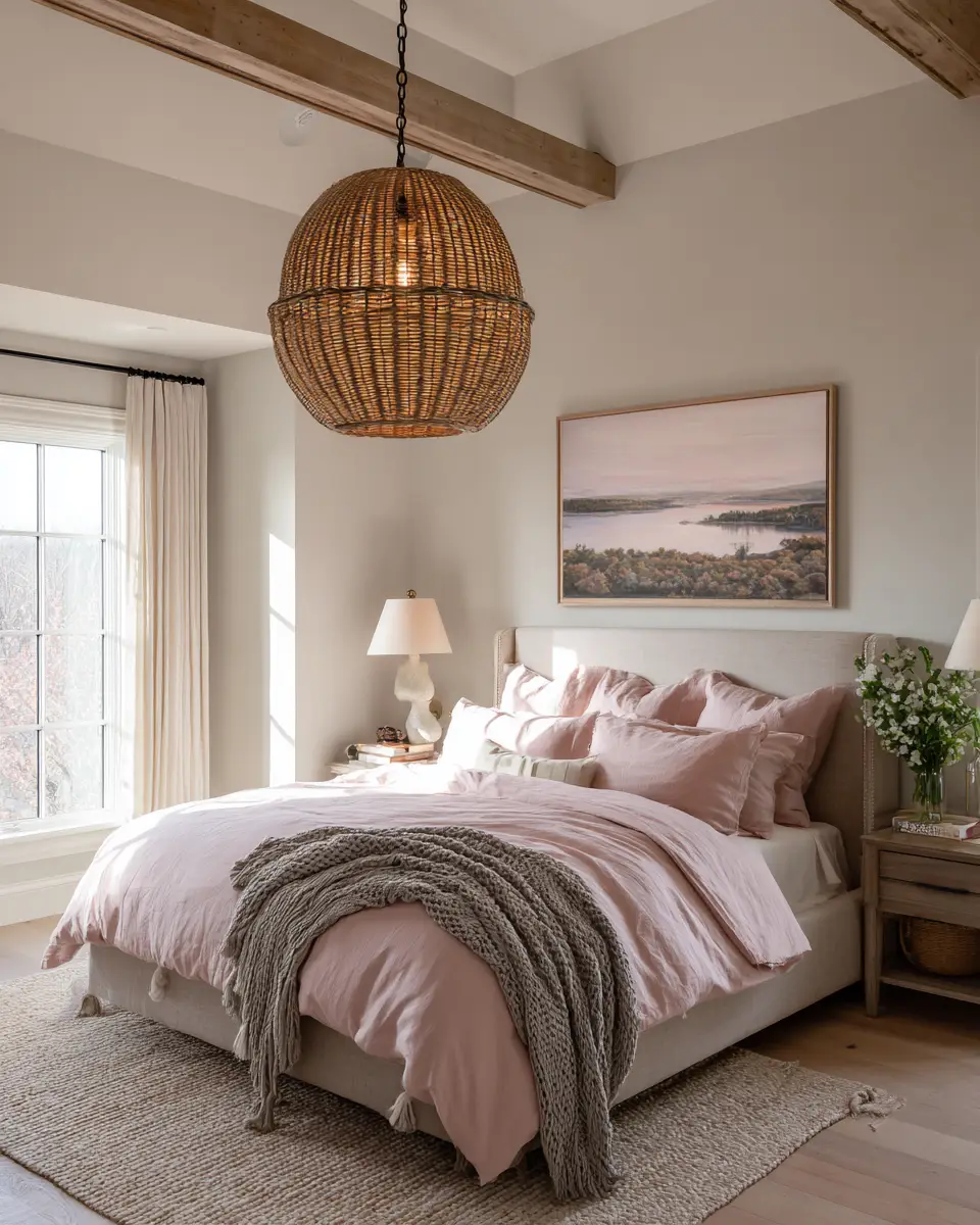 Blush Pink Farmhouse Bedroom Decor Ideas