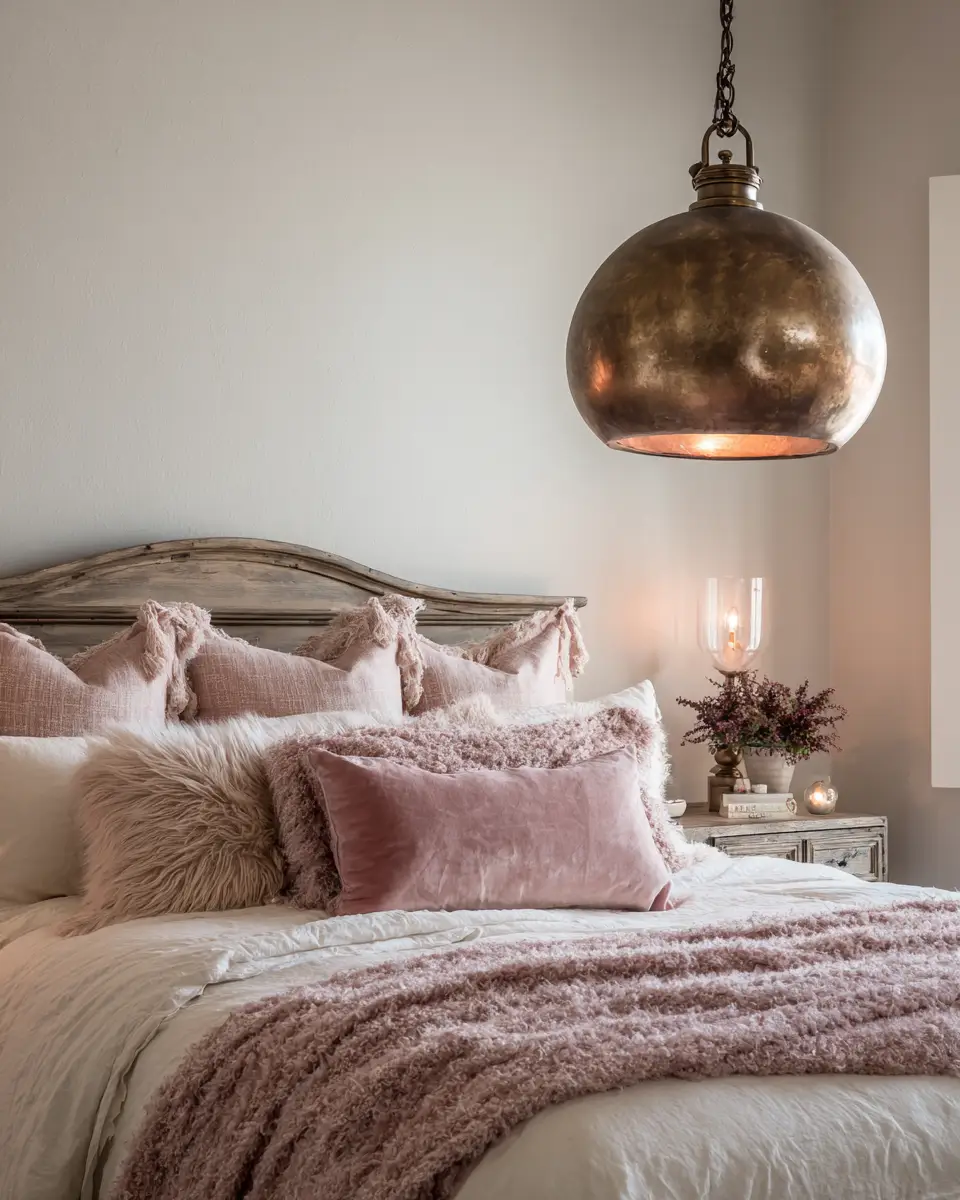 Blush Pink Farmhouse Bedroom Decor Ideas