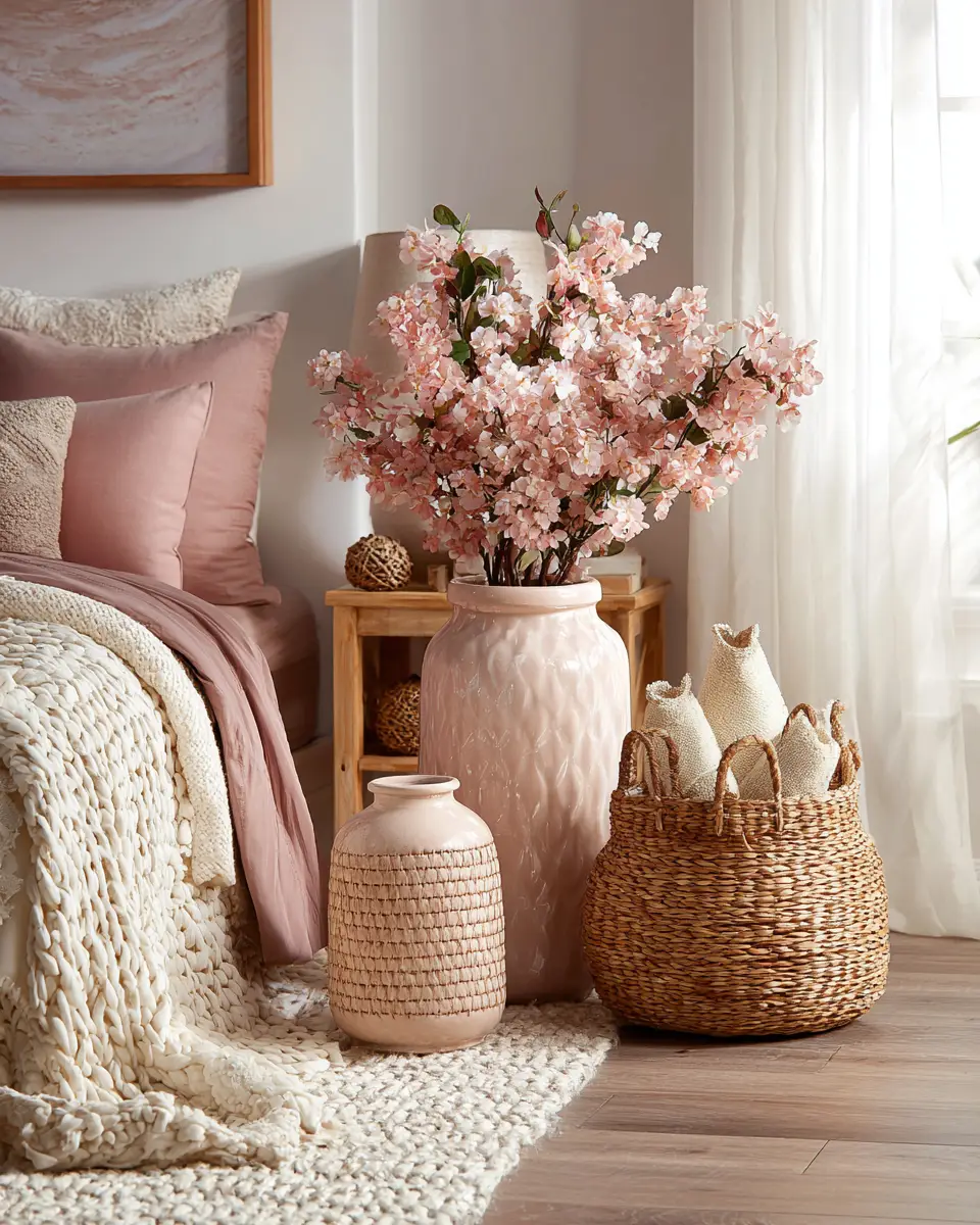 Blush Pink Farmhouse Bedroom Decor Ideas