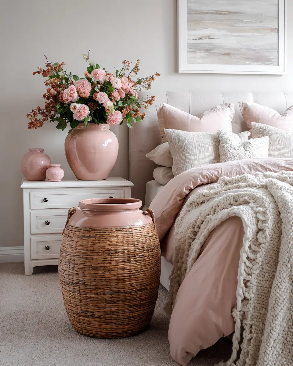 Blush Pink Farmhouse Bedroom Decor Ideas