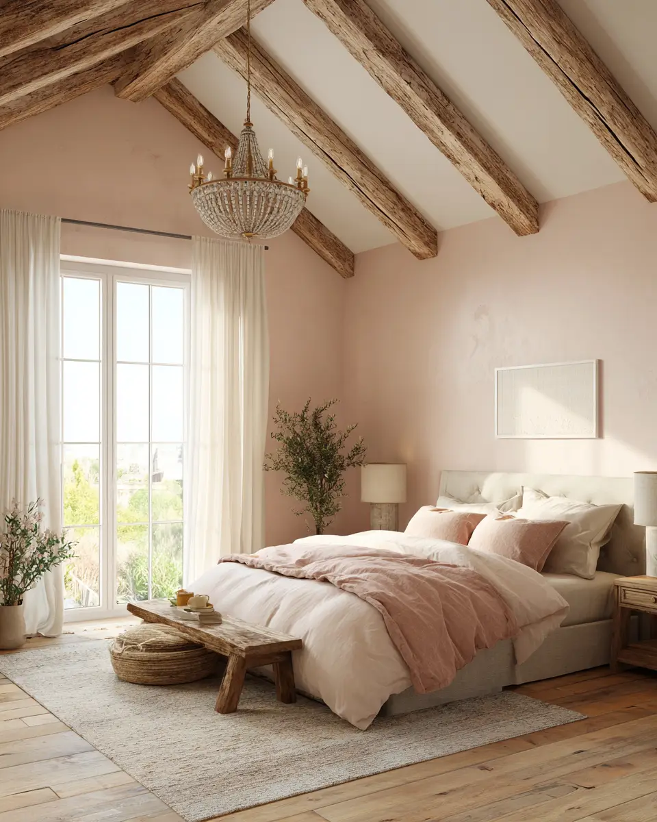 Blush Pink Farmhouse Bedroom Decor Ideas