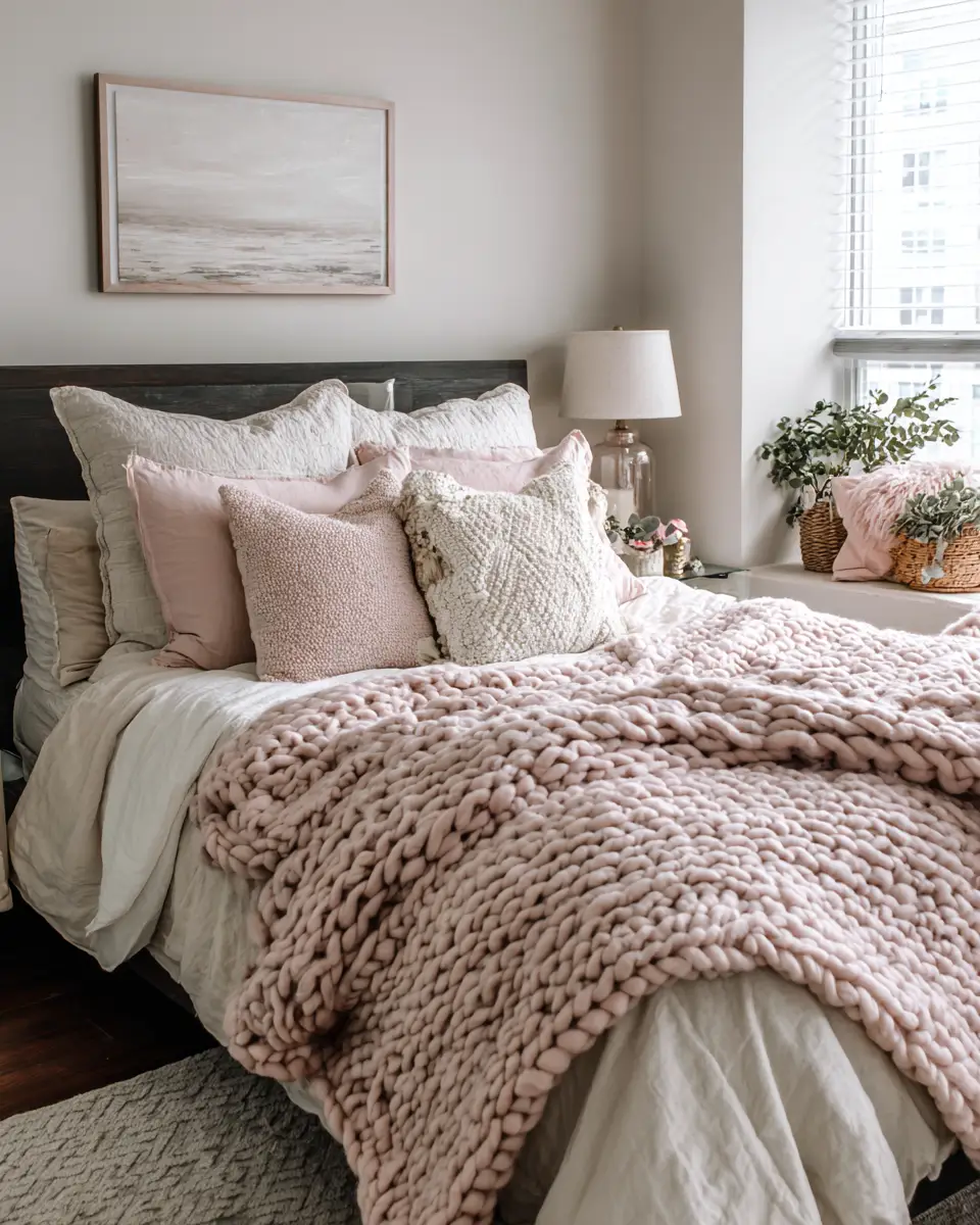 Blush Pink Farmhouse Bedroom Decor Ideas