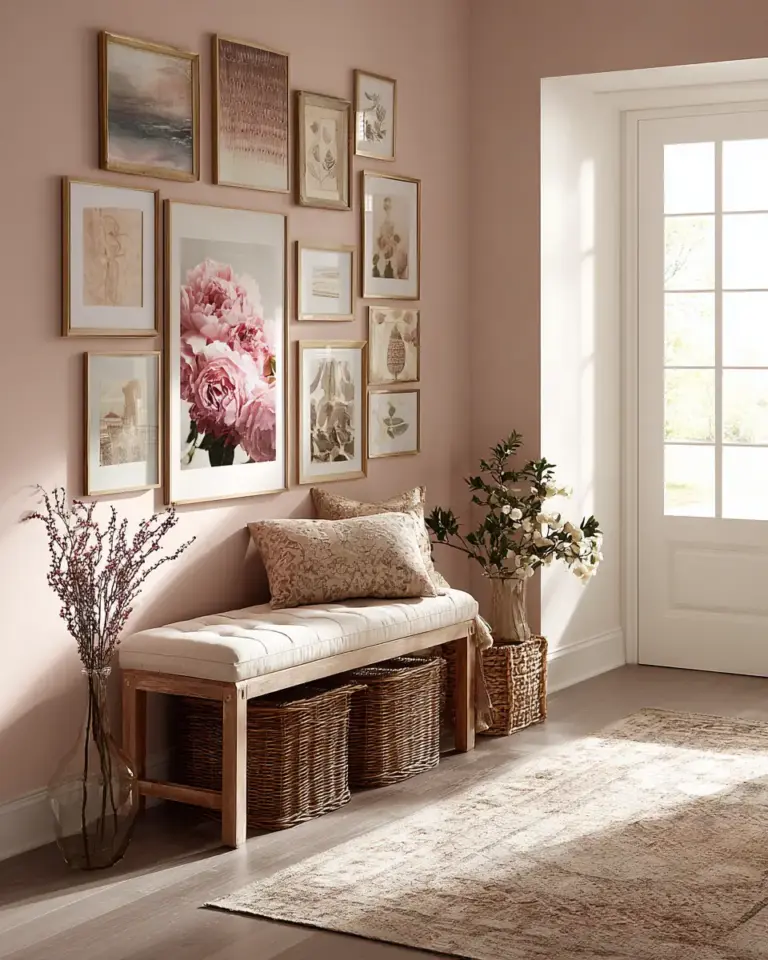 Blush Pink Farmhouse Entryway Decor Ideas - Featured