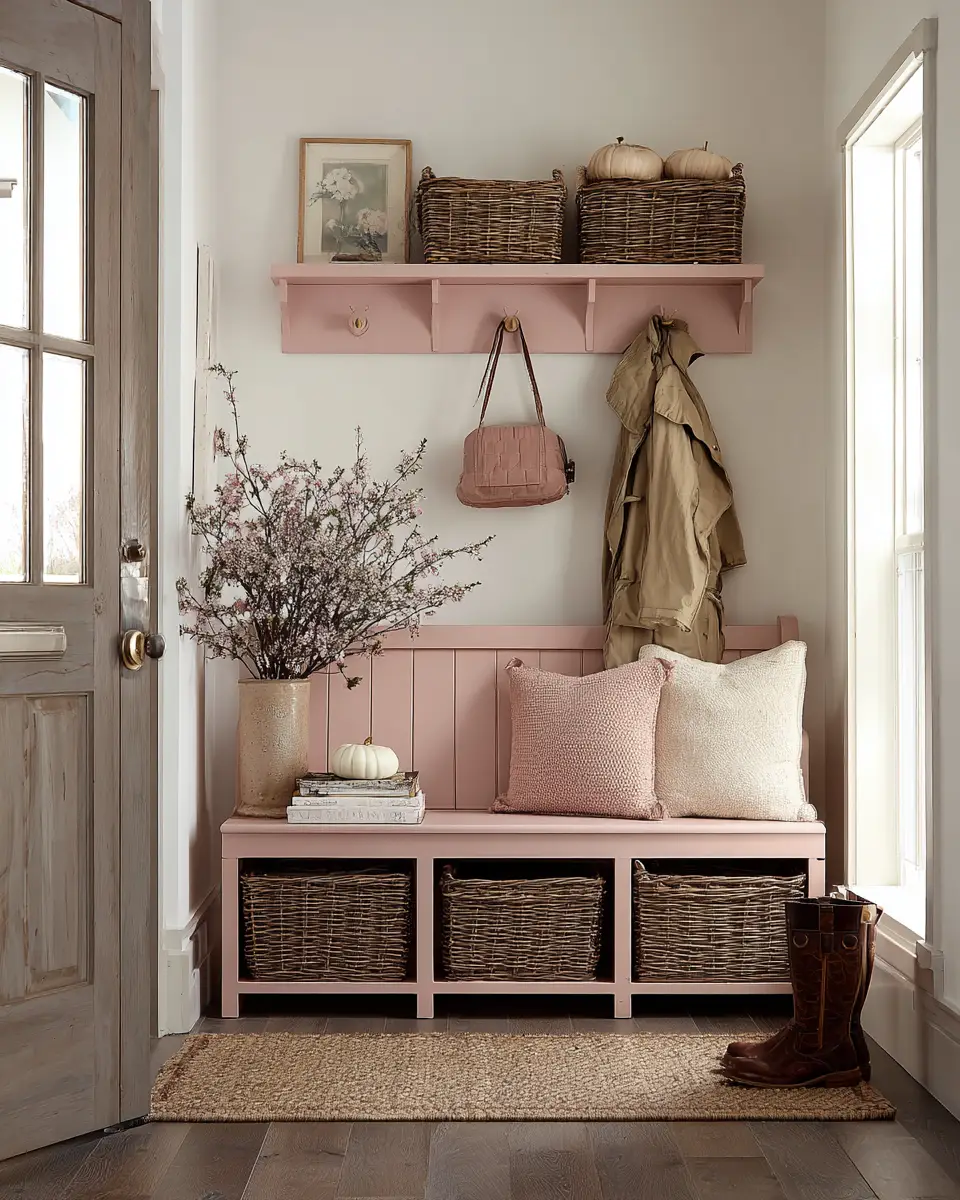 Blush Pink Farmhouse Entryway Decor Ideas
