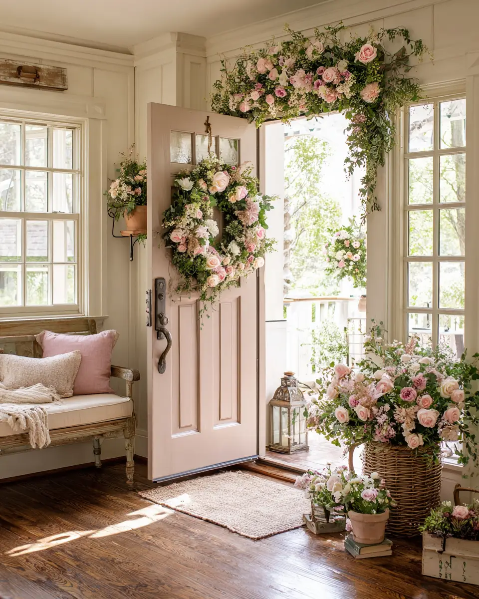 Blush Pink Farmhouse Entryway Decor Ideas