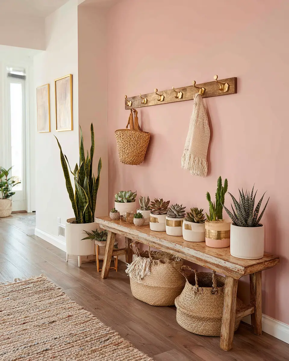 Blush Pink Farmhouse Entryway Decor Ideas