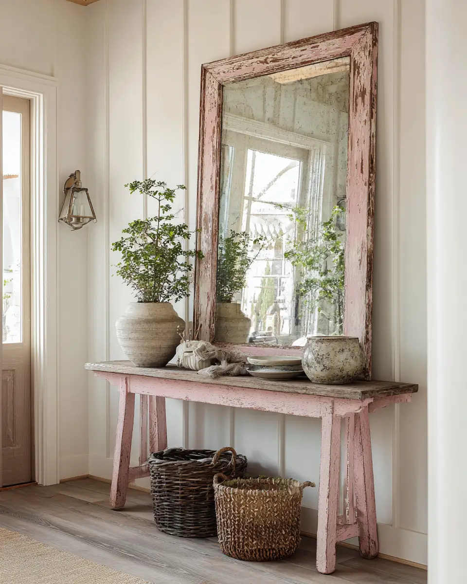 Blush Pink Farmhouse Entryway Decor Ideas