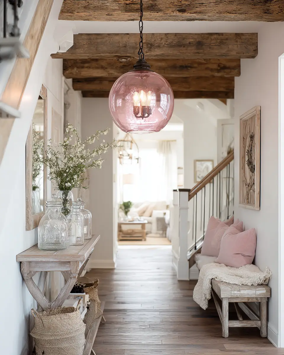 Blush Pink Farmhouse Entryway Decor Ideas