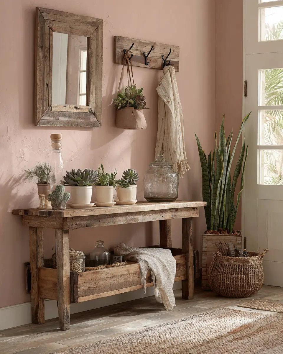 Blush Pink Farmhouse Entryway Decor Ideas