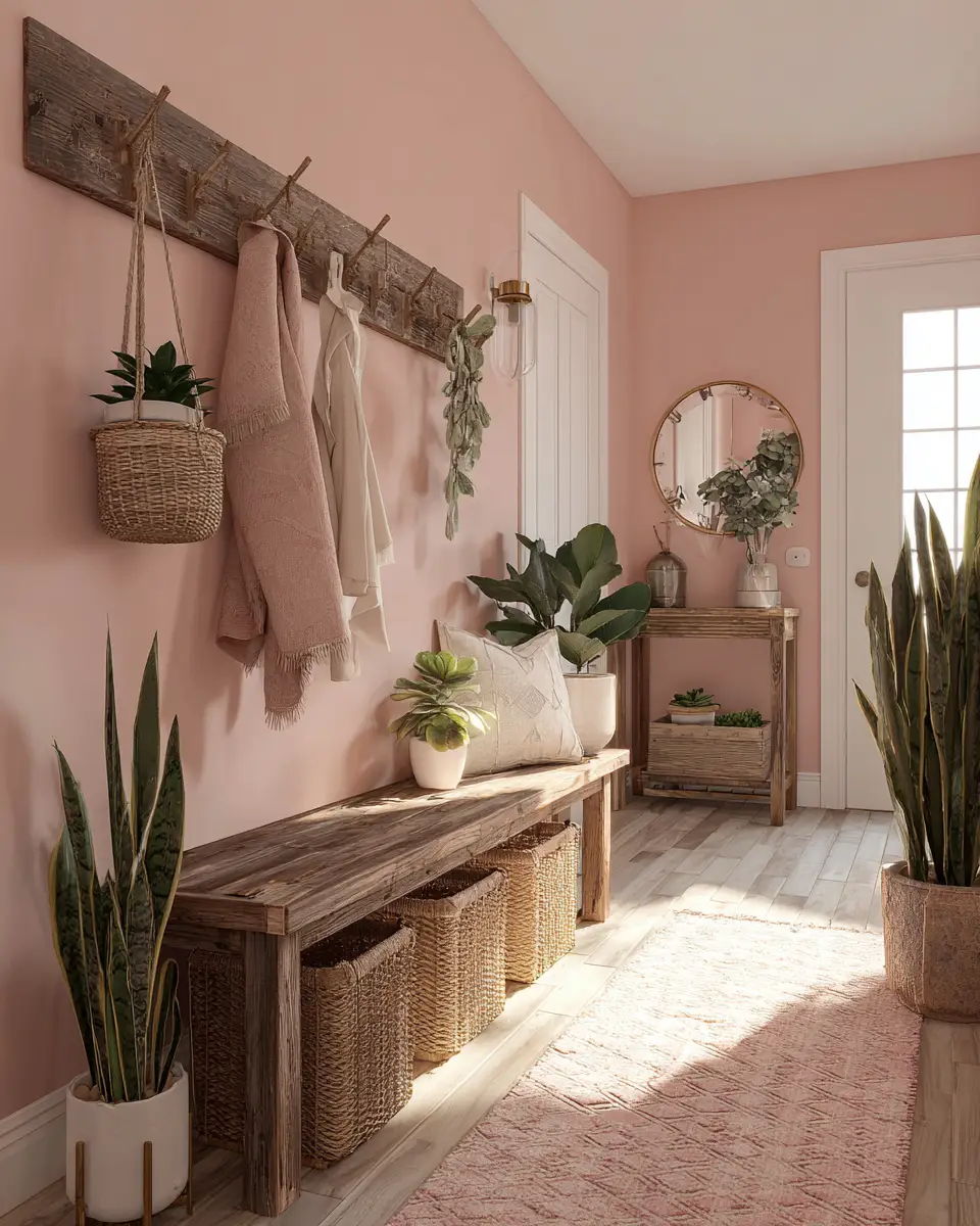 Blush Pink Farmhouse Entryway Decor Ideas