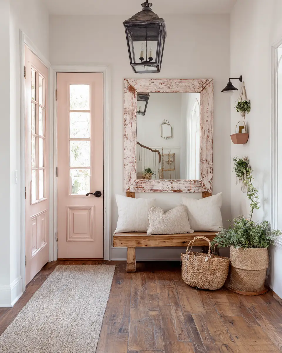 Blush Pink Farmhouse Entryway Decor Ideas