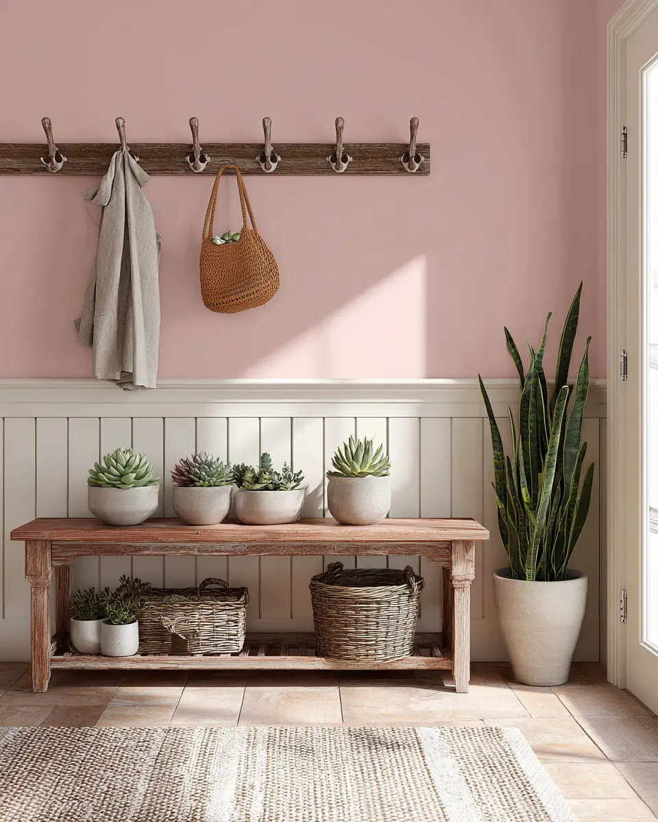 Blush Pink Farmhouse Entryway Decor Ideas