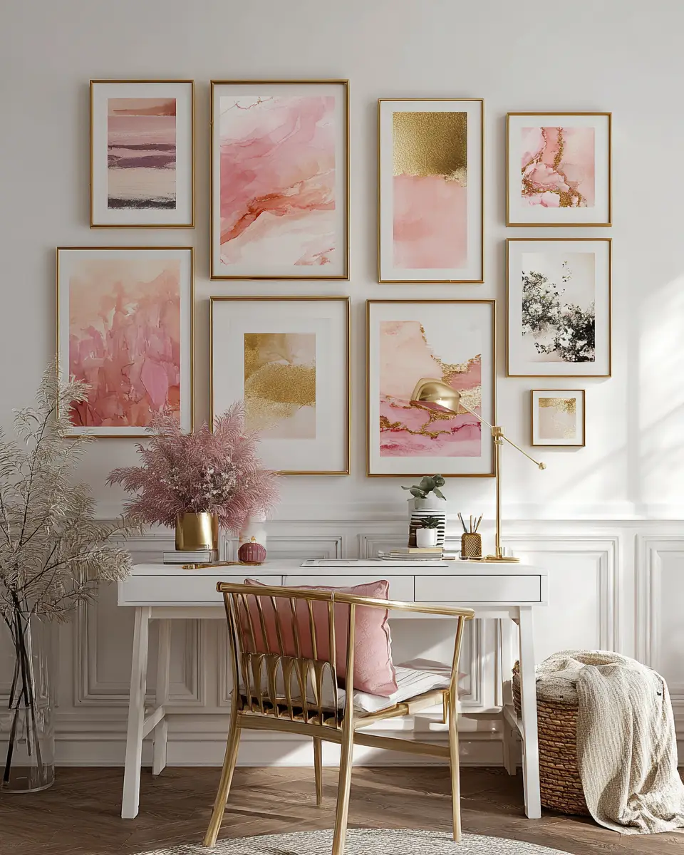 Blush Pink Farmhouse Home Office Decor Ideas