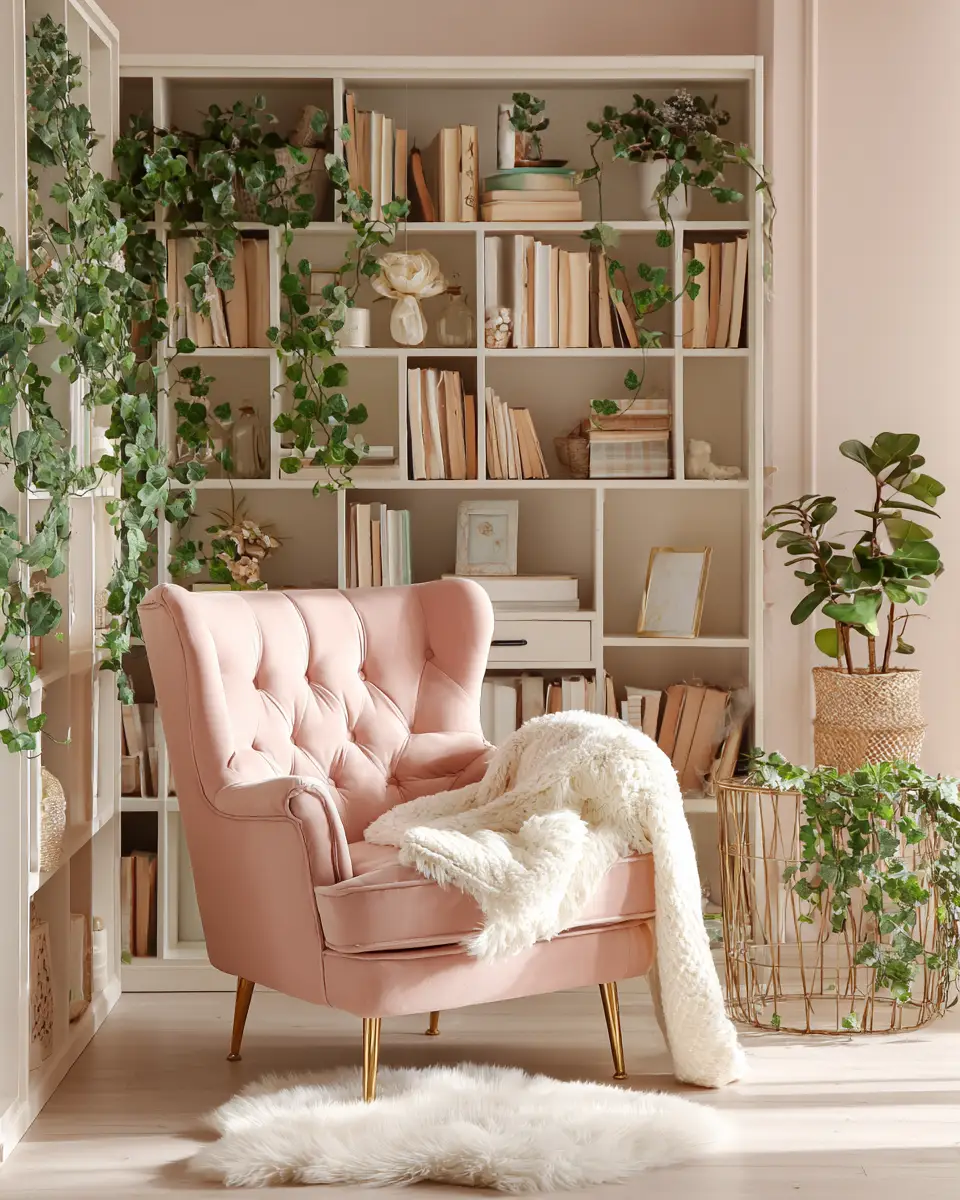 Blush Pink Farmhouse Home Office Decor Ideas