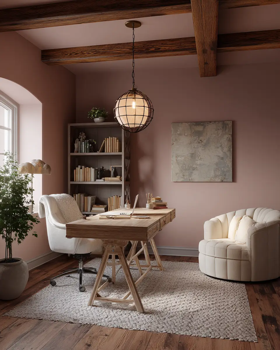 Blush Pink Farmhouse Home Office Decor Ideas