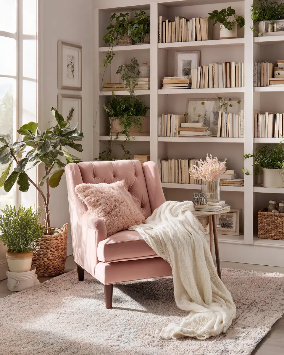 Blush Pink Farmhouse Home Office Decor Ideas