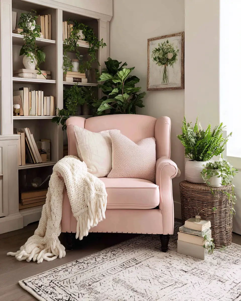 Blush Pink Farmhouse Home Office Decor Ideas