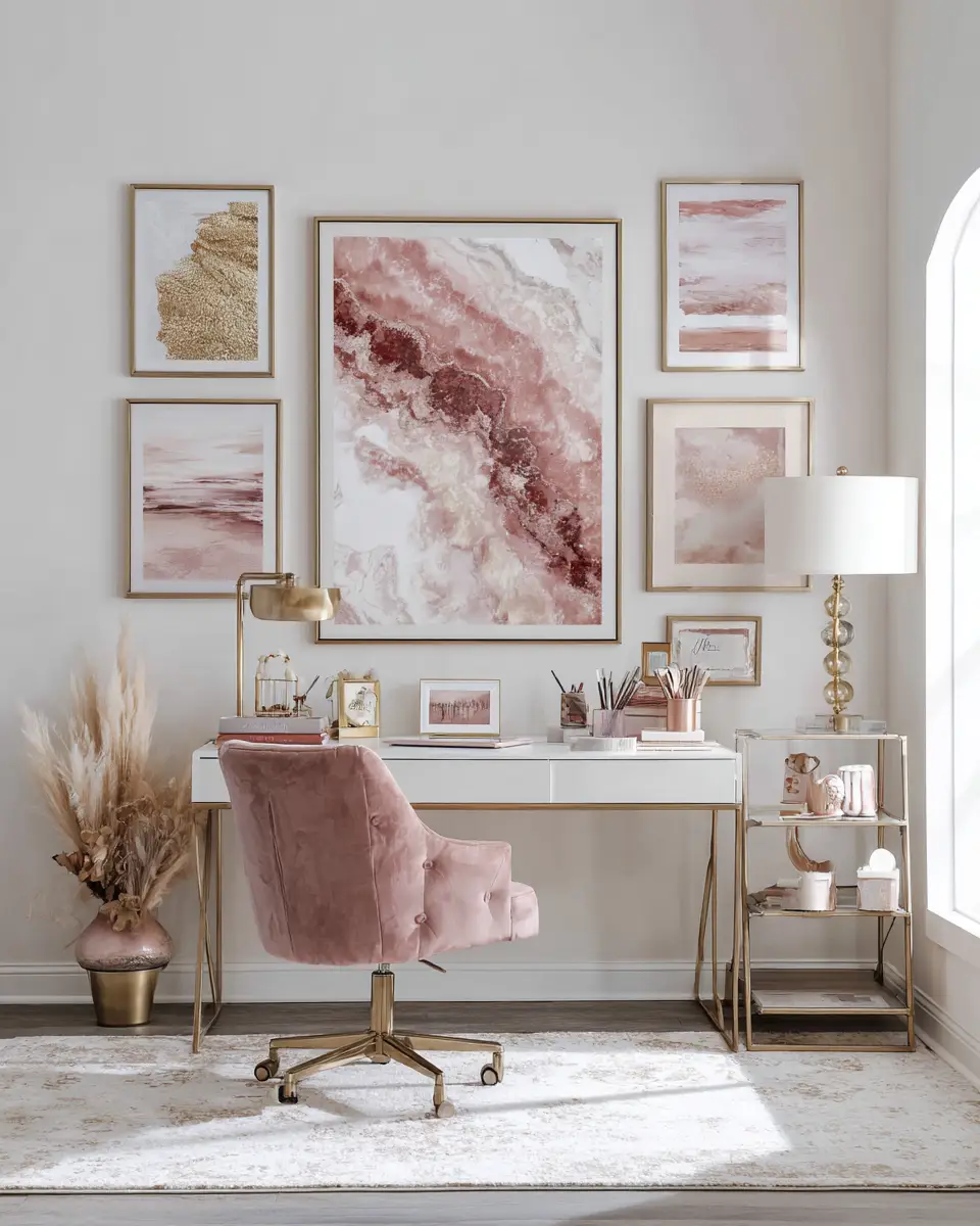 Blush Pink Farmhouse Home Office Decor Ideas