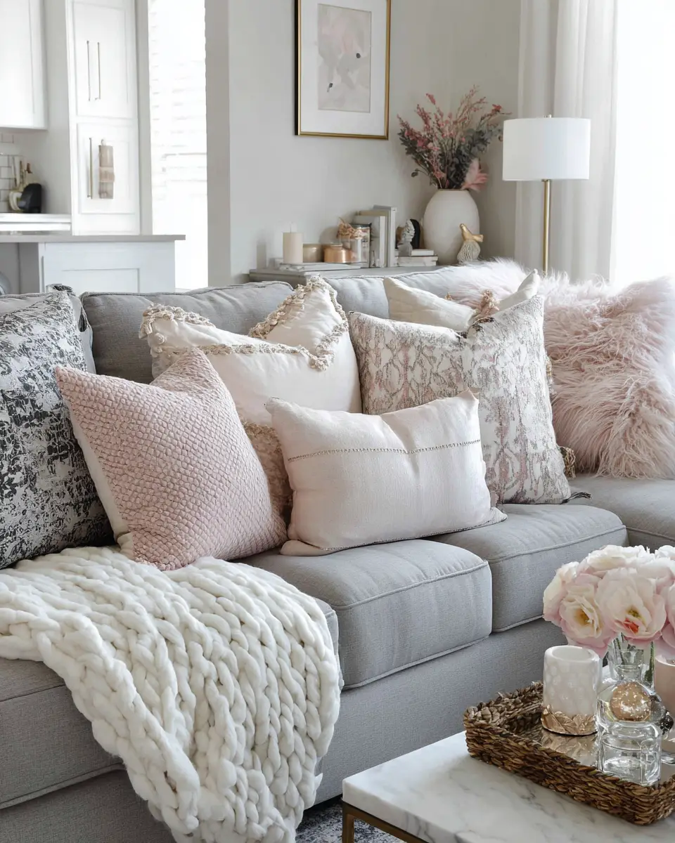 Blush Pink Farmhouse Living Room Decor Ideas