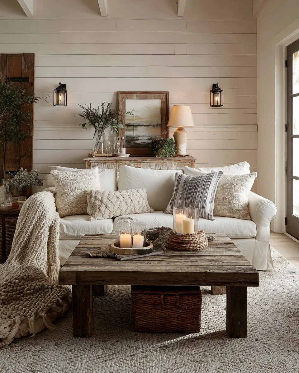 Blush Pink Farmhouse Living Room Decor Ideas