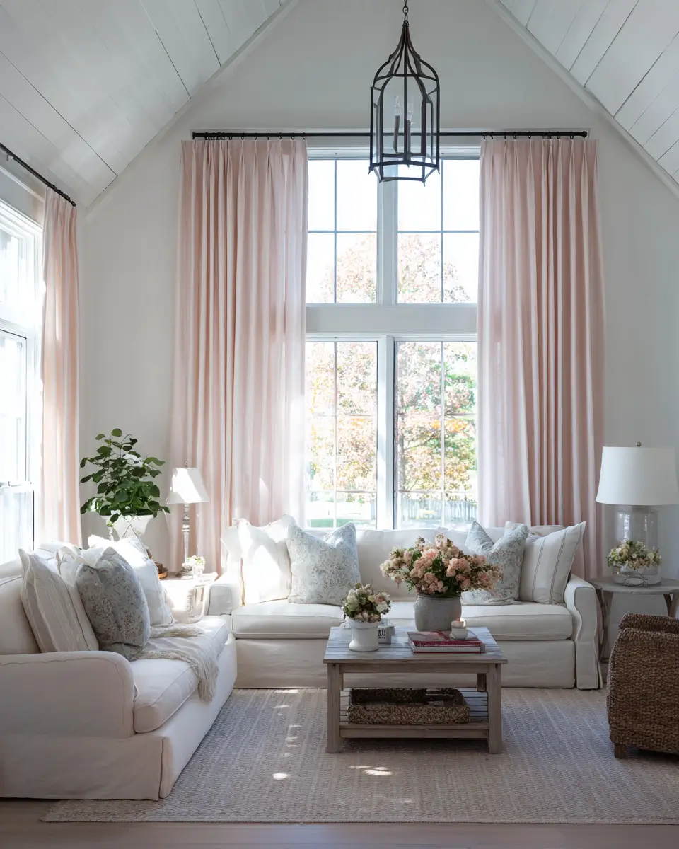 Blush Pink Farmhouse Living Room Decor Ideas